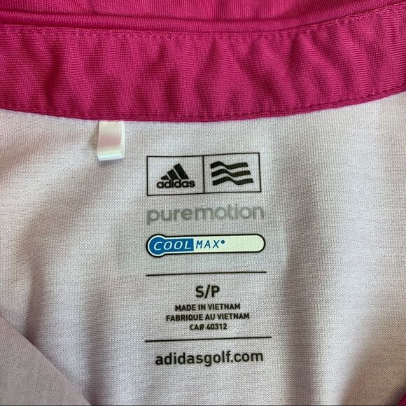 Adidas Golf Puremotion Pleat Sleeve Polo Shirt (Bahia Magenta /Light Onix) Sz S - Picture 9 of 12